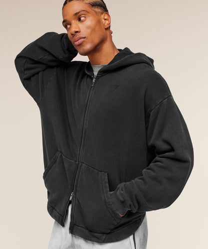 Conditioning Club Washed Zip Through Hoodie - US 2883