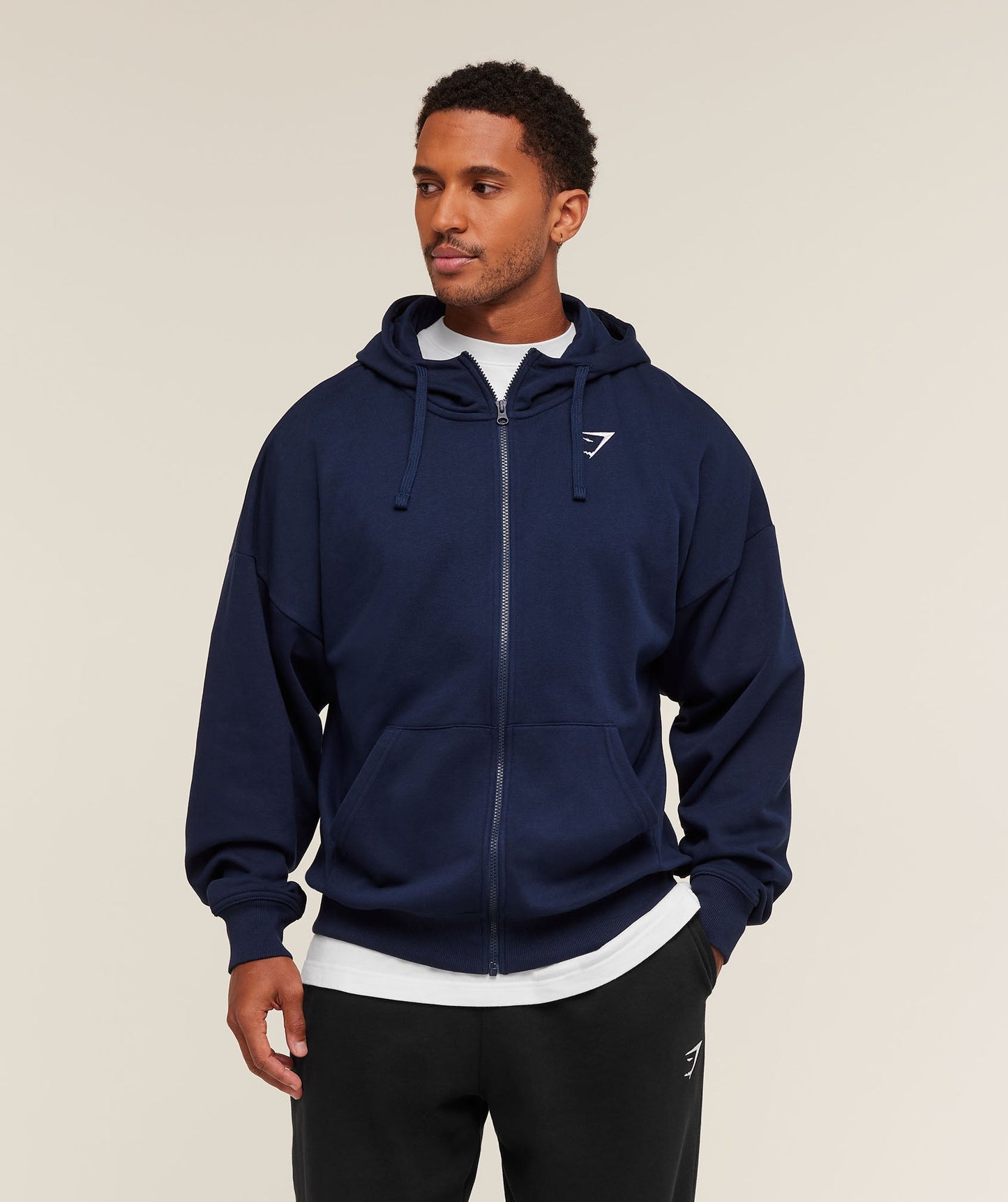 Crest Oversized Zip Up Hoodie - US 4474