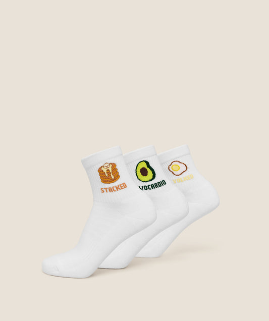 Breakfast Graphic Midi Socks 3pk - US 1231