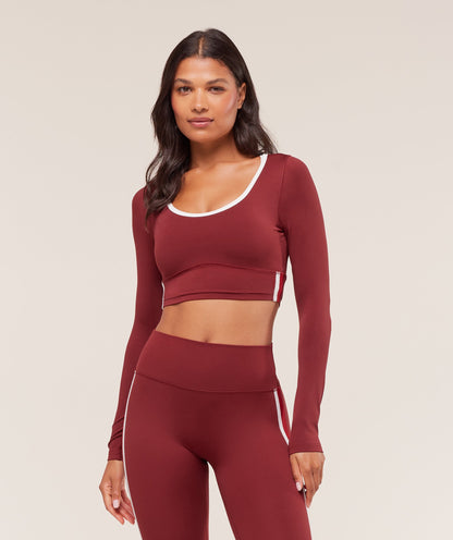 Piping Long Sleeve Crop Top - US 1331
